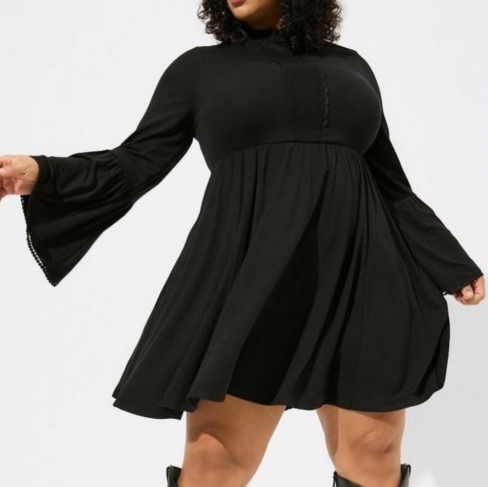 Tortid Mini Jersey Mock Neck Skater Dress